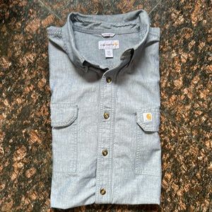 Carhartt short sleeved button down blue 2XLT shirt